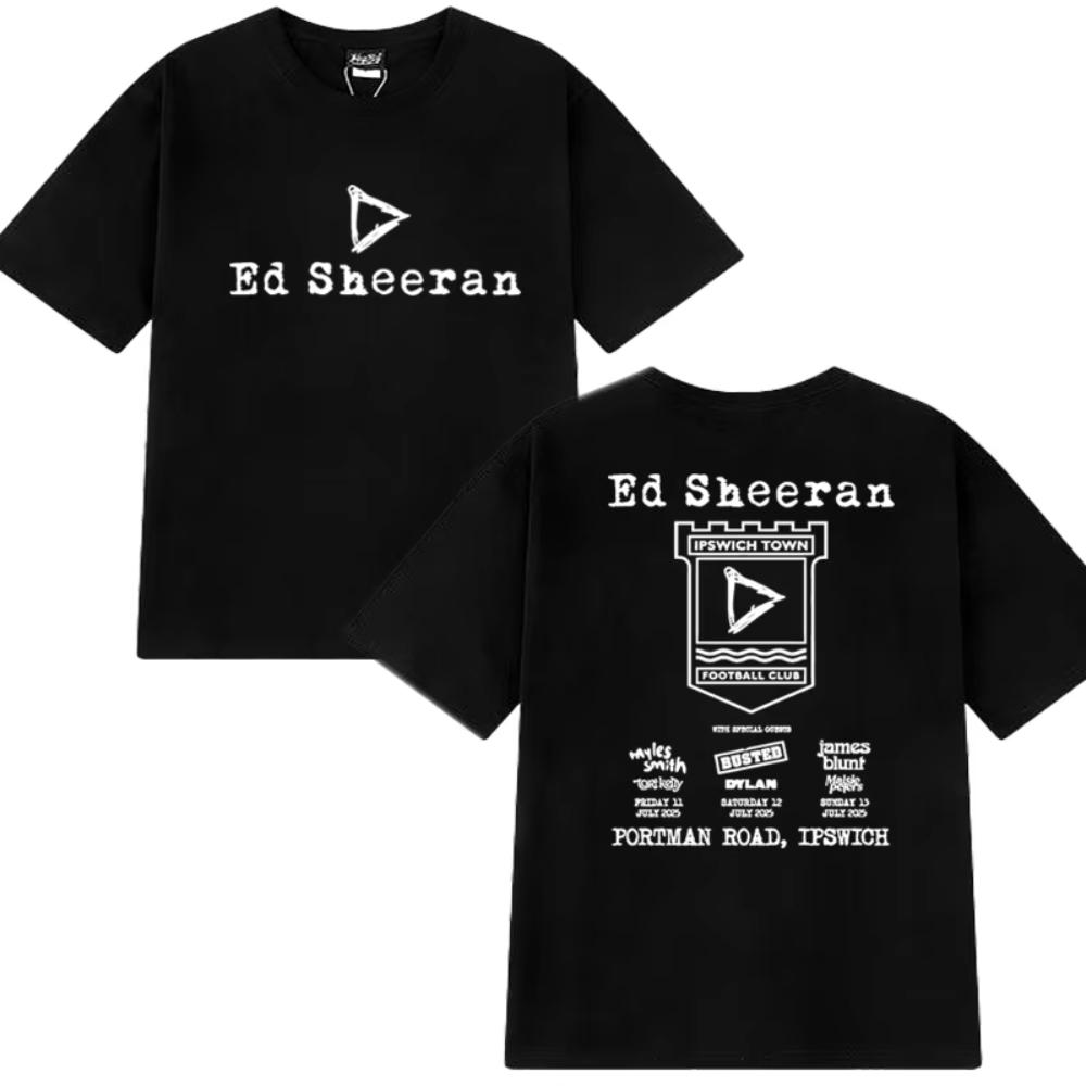 Hot Sale Ed Sheeran Play Tour 2025 Double Sided Printed T Shirt Summer Men's Women Vintage Hip Hop Streetwear Unisex Cotton Tops