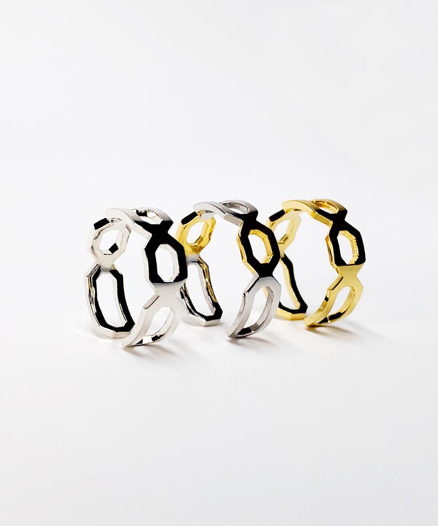 Kudos Interlocking Triple Octagon Ring (Thin Ver.)