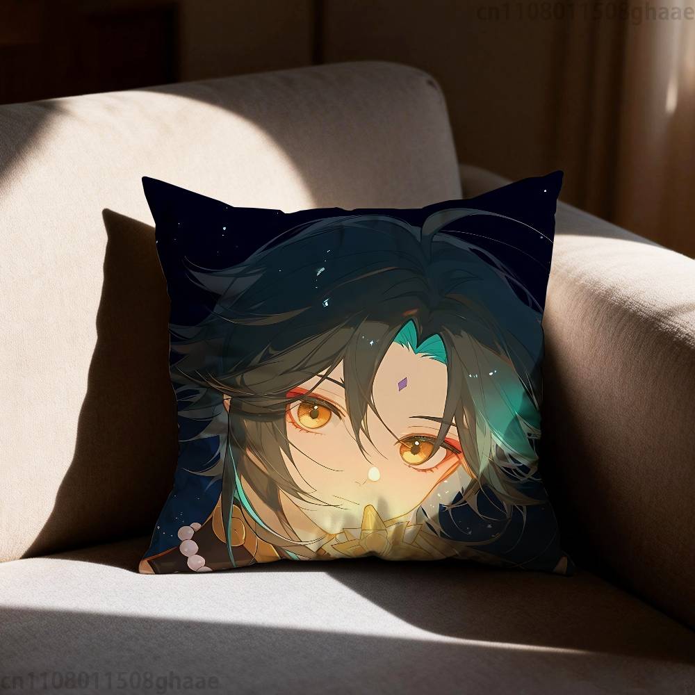 GGenshin Impact Xiao Pillow Case Sofa Living Room Bedroom Headboard Backrest Cushion Square Cushion Nap Time