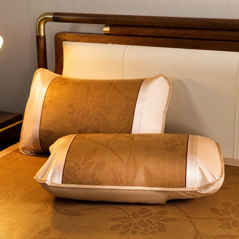 

A pair 48x72cm Summer Cool Bamboo Rattan Pillow Cover Cushions Decorative pillows for sofa Adult Pillow Cover Neck Guard 48cmx74cm A pair
