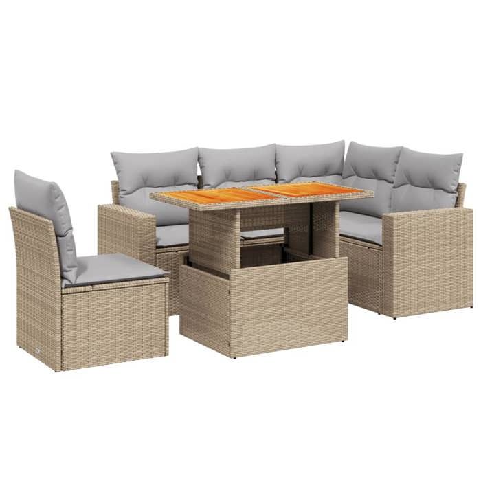 VidaXL Salon de Jardin avec Coussins 6 pcs, Canapés de Terrasse, Ensemble de Meubles de Patio, Mobilier d'Extérieur, Beige 3271318