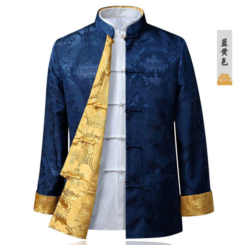 Men's Reversible Tang Suit Jacket - Spring/Autumn Casual Hanfu for Dad and Grandpa