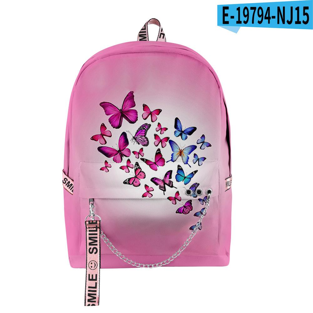Cartoon Youthful School Bags Unisex Funny Butterfly Travel Bags 3D Print Oxford Waterproof Notebook Shoulder Backpacks