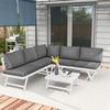 4-Piece Garden Seating Group Lounge Furniture Set 4-Piece, 115 Cm X 61 Cm X 65 Cm, Grey + White