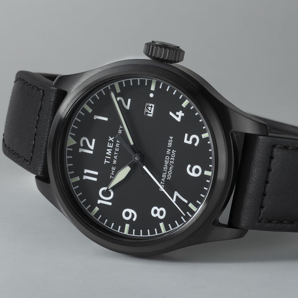 TIMEX Waterbury TW2Y18900 Unisex Quartz 10 ATM Water Mineral Black Stainless Steel Watch