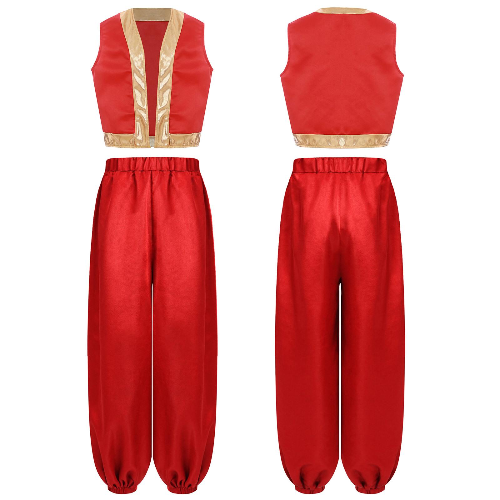 

Детский костюм для косплея персонажа игры, жилет с золотой отделкой, эластичный пояс, атласные панталоны, наряд для ролевых игр на Хэллоуин 5-6 Years красный