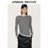 UR2026 Women's Color Block Faux Two-Piece Pleated Waist T-shirt