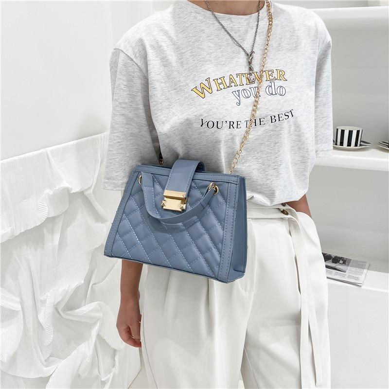 Textured rhombus chain bag women's new trendy fashion casual messenger large-capacity chain shoulder bag