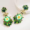 Alloy Studded Diamond Simulated Flower Earrings For Women Creative Fashionable High-quality Flower Earrings