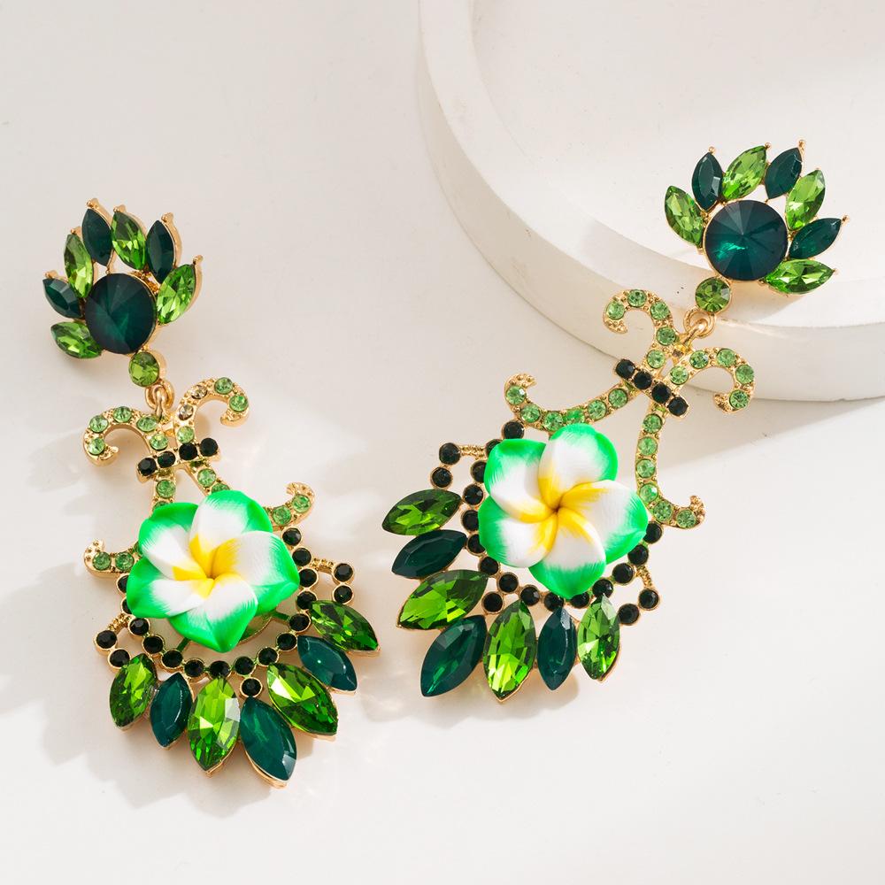 Alloy Studded Diamond Simulated Flower Earrings For Women Creative Fashionable High-quality Flower Earrings