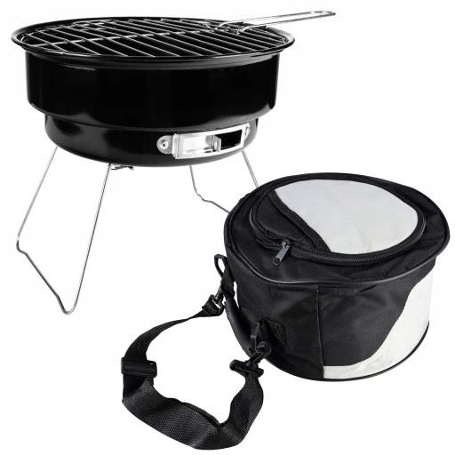 Grill Ogrodowy Mały Przenośny Węglowy Turystyczny Bbq Z Rusztem Torba