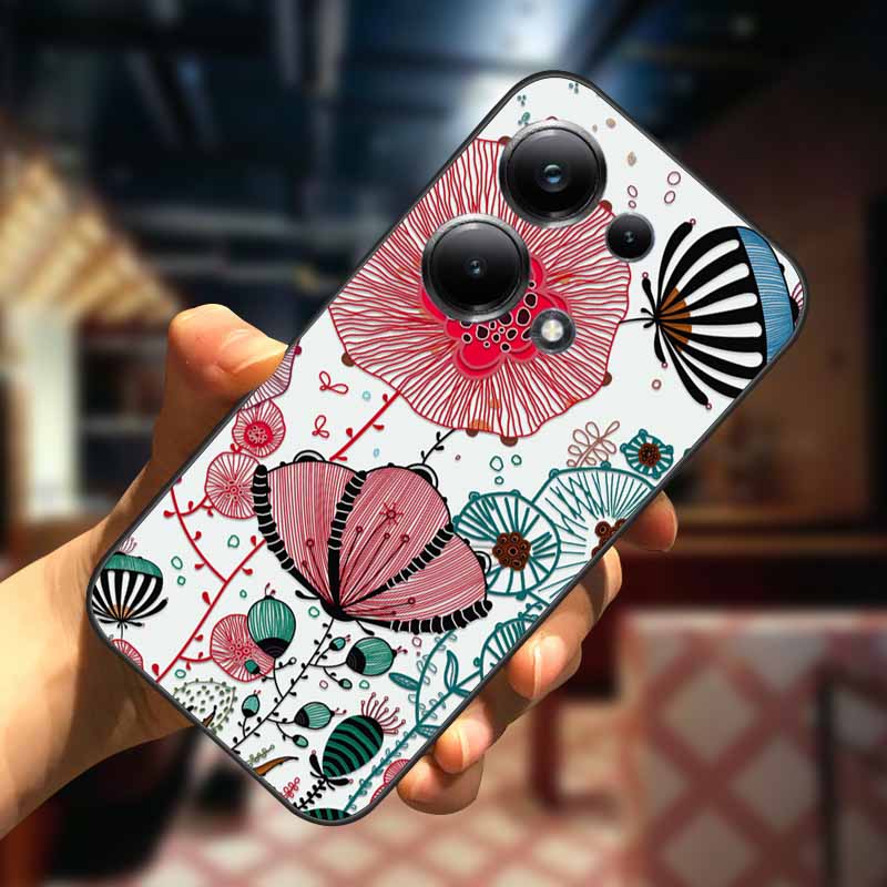 For Xiaomi Redmi Note 13 13pro 5G Case 3D Relief Flower Emboss Soft Silicone Cover For Redmi Note 13 pro Plus Owl interest Cases