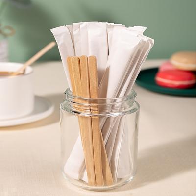 100 piezas de palitos para revolver desechables de madera natural para té y café, suministros para cafetería