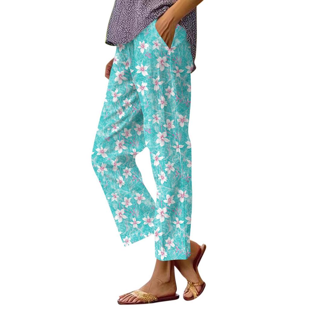 Women's Casual Fashion Printed Straight Leg Pants Pants With Pockets