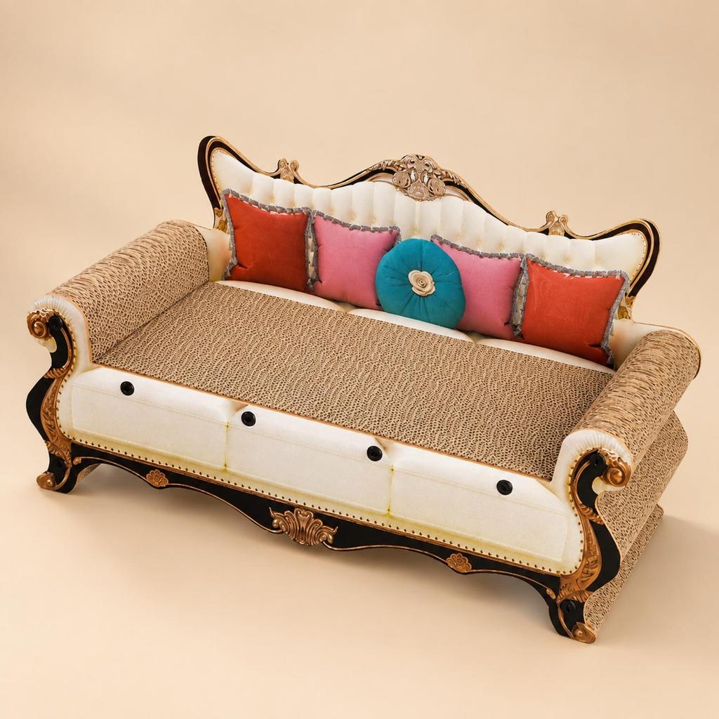 Corrugated Cardboard Cat Scratching Lounge Elevated Scratcher Sofa Bed Textured for