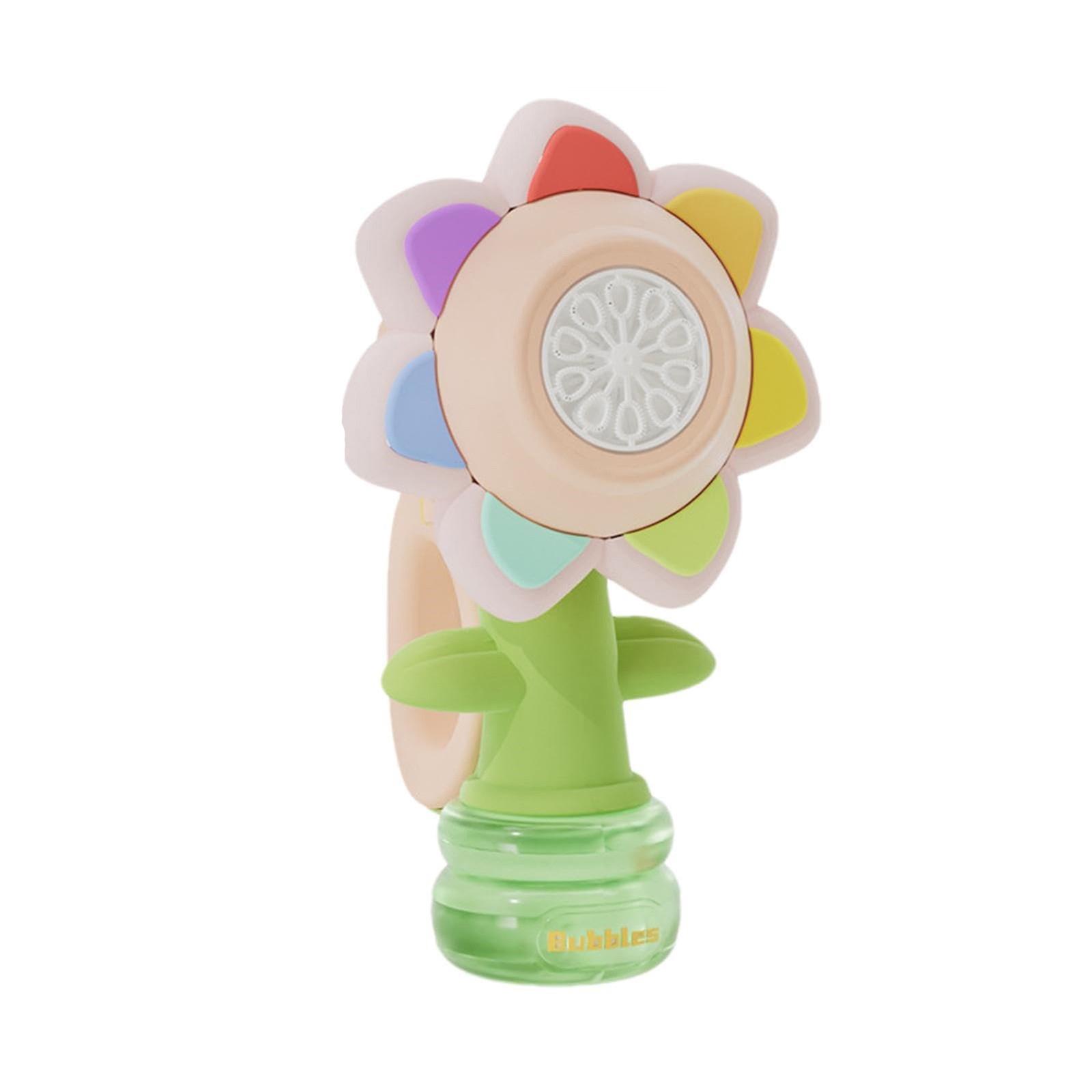 Sunflower Bubble Machine Seven Color Flower Fully Automatic Shaking Head Children s Toy Remotely Rechargeable Fireworks Bubble Machine, 80ml One Size