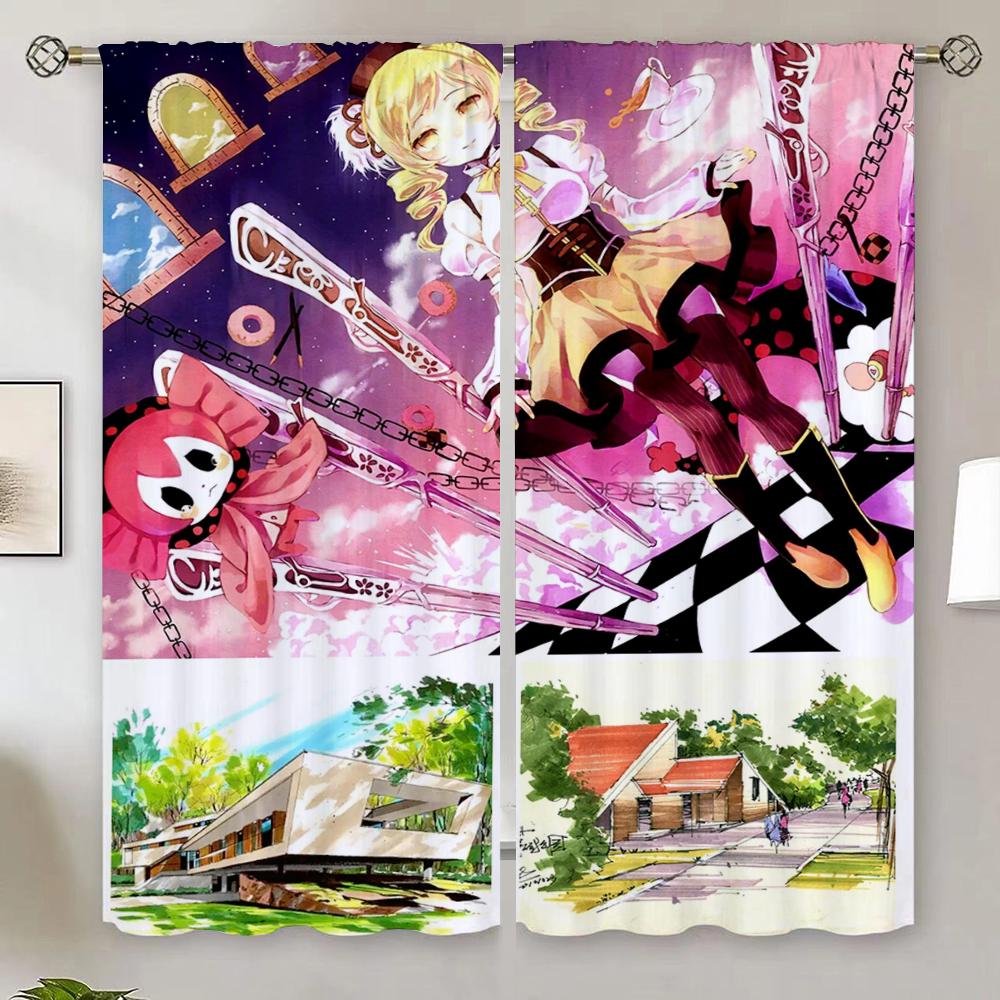 

Puella Magi Madoka Magica Шторы-жалюзи, противомоскитные шторы для гостиной, кухни, салона, 2 шт., рождественские шторы W50xH70cmx2pcs-CL