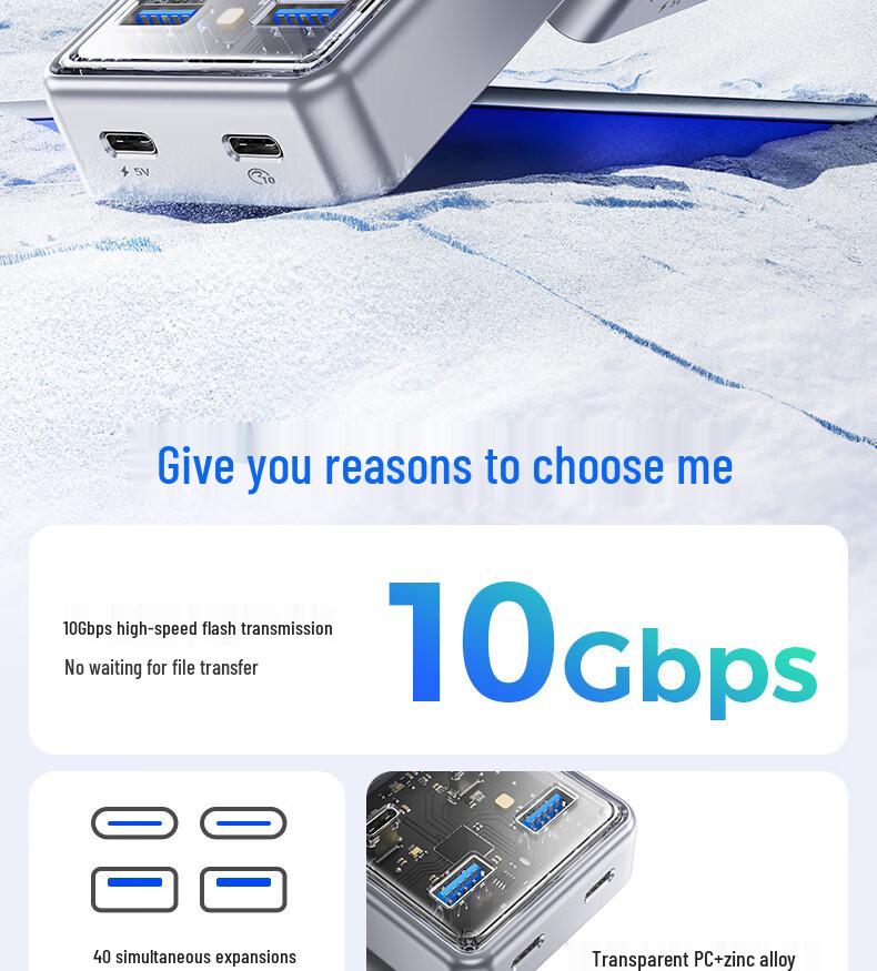 Orico MH4UC Multi-Port Fast Charging Hub with Direct Plug-In and U Disk Compatibility for Desktop, Notebook, and Tablet TC Port.