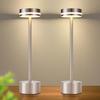 LED-Tischlampe - NETTLIFE - Berührungsaktiviert wiederaufladbar - Kabellos mit Batterien - Dimmbar - 2er-Pack (grau)