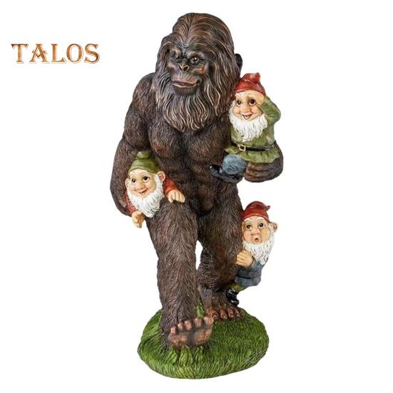 

Садовая статуэтка снежного человека из смолы с орнаментом в виде гномов, наружная статуэтка снежного человека для украшения террасы и двора коричневый