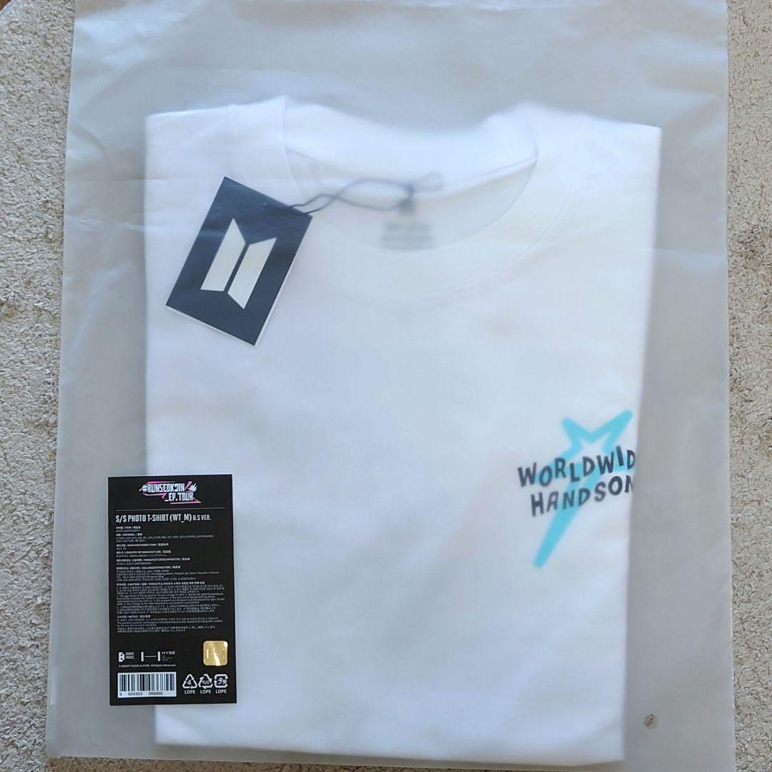 

[Б/У] Редкая футболка с фото Джина из BTS, тур, белая, размер M