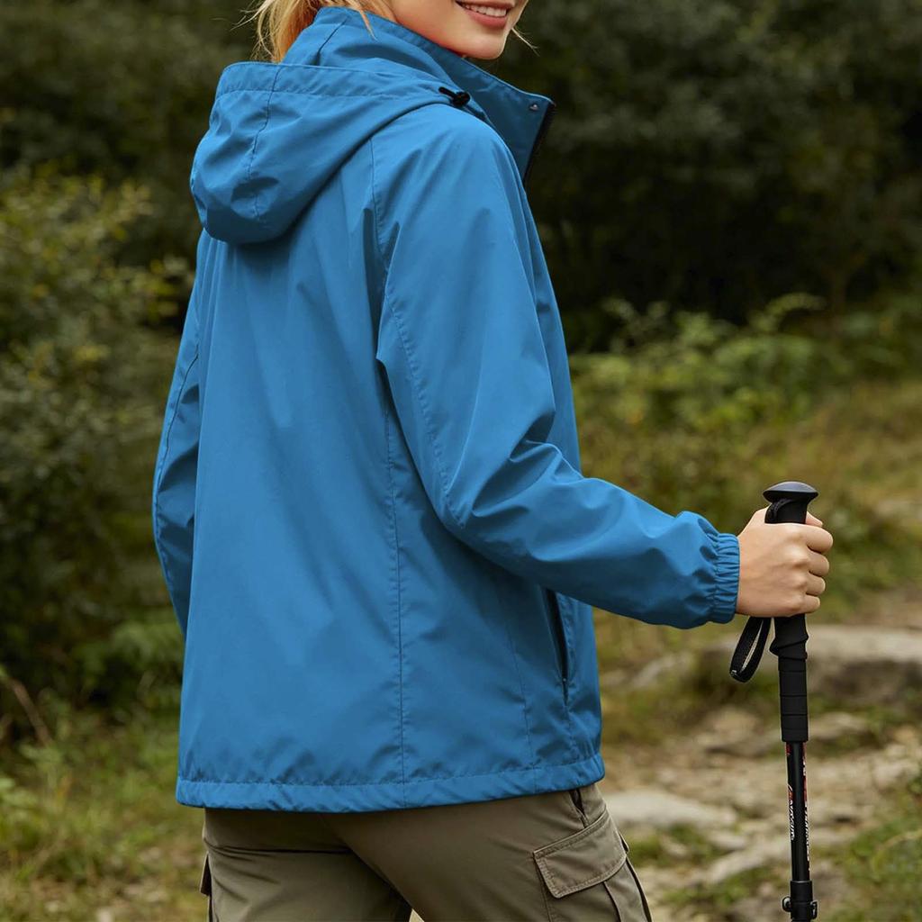 Women's Casual Long Sleeve Zip-Up Windbreaker Jacket with Pockets