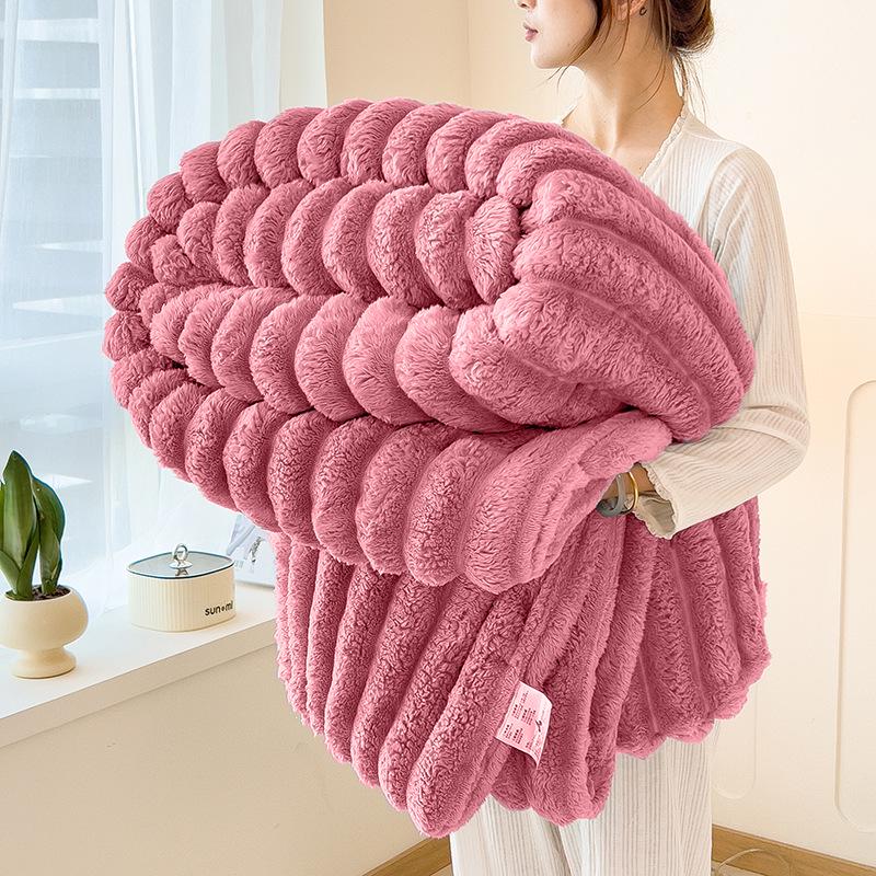 2025 Thick Double-Layer Faux Rabbit Fur Blanket for Winter