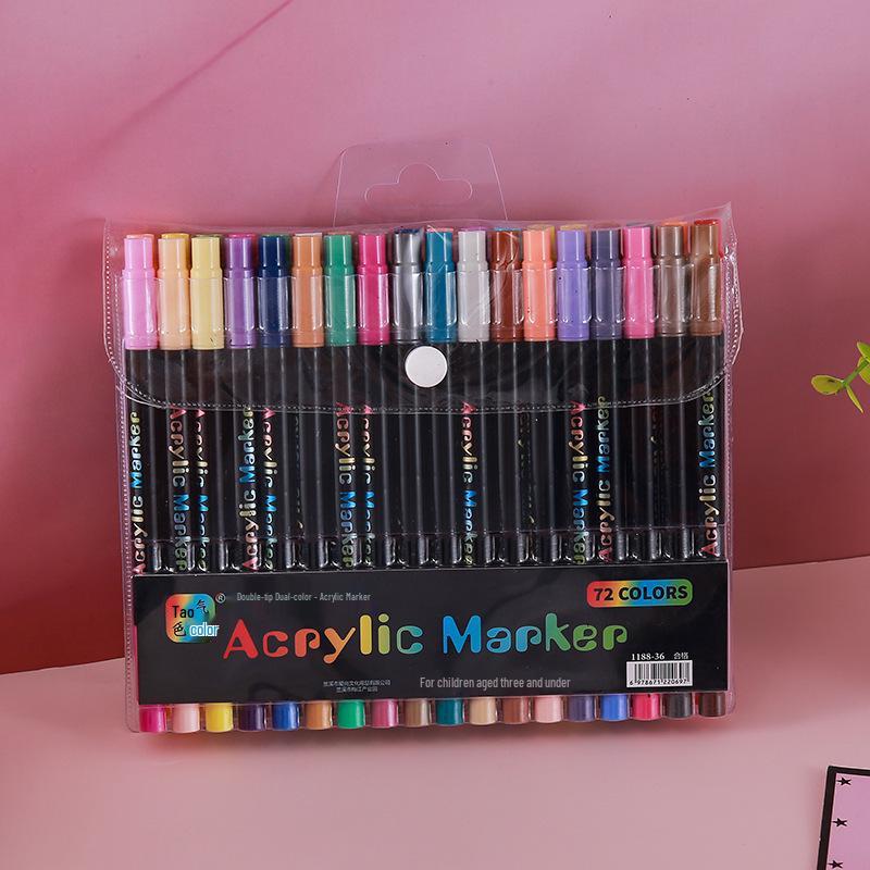 Dual-Color Acrylic Marker Pens - Soft-Tip Watercolor Brushes for Students - Ideal for Doodling, Drawing, and Smudge-Free Coloring.