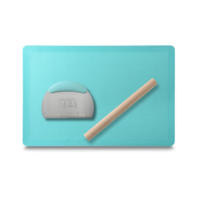 3-teiliges Set: Antihaftbeschichtetes Silikon-Knet-, Roll- und Hackpad zum Backen