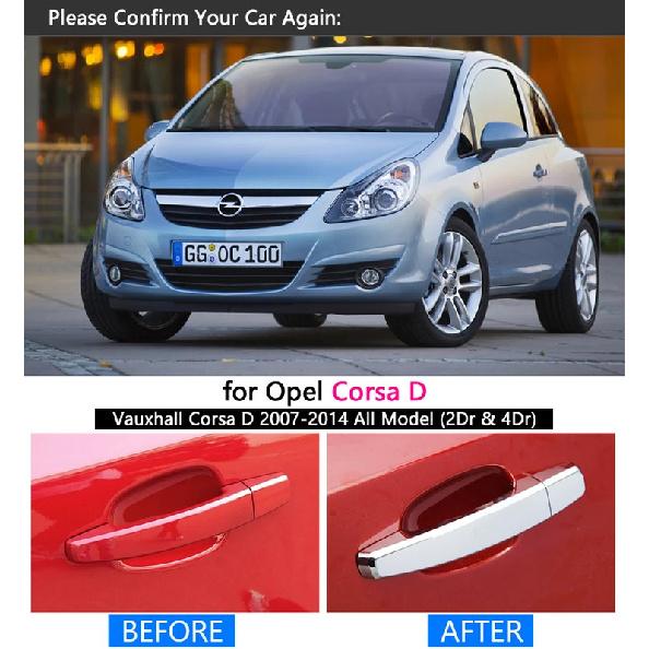 for Opel Corsa D 2007-2014 Chrome Handle Cover Trim Set Vauxhall 2008 2009 2010 2012 2013 Car Accessories Stickers Car Styling