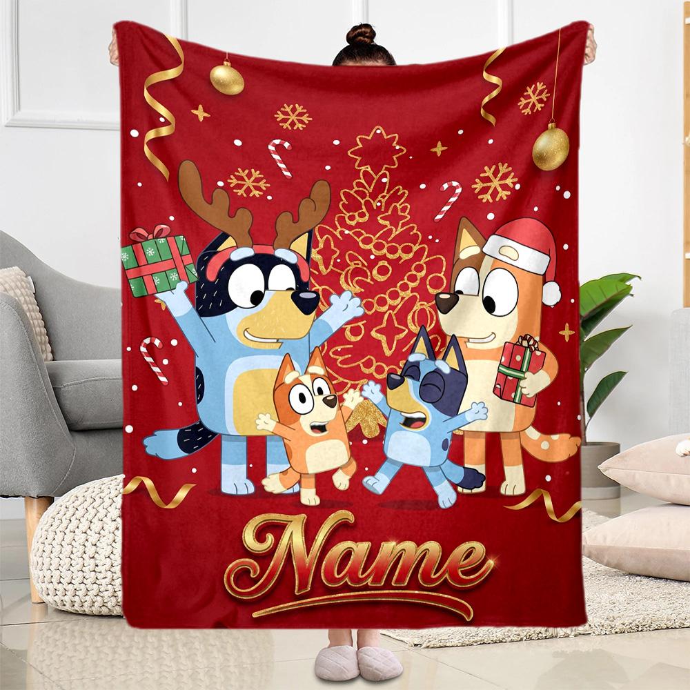 Christmas Friends Celebration Personalized Name Blanket Lightweight Customizable Blanket Comfortable Great for Chair Bed Sofa Living Room