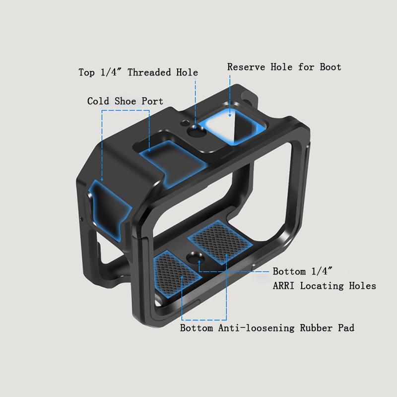 New Aluminium Alloy Frame Case For GoPro 11 11 11 11 9 Double Clod Shoe Protective Shell For GoPro Hero 11/11/11/11/9 Accessory