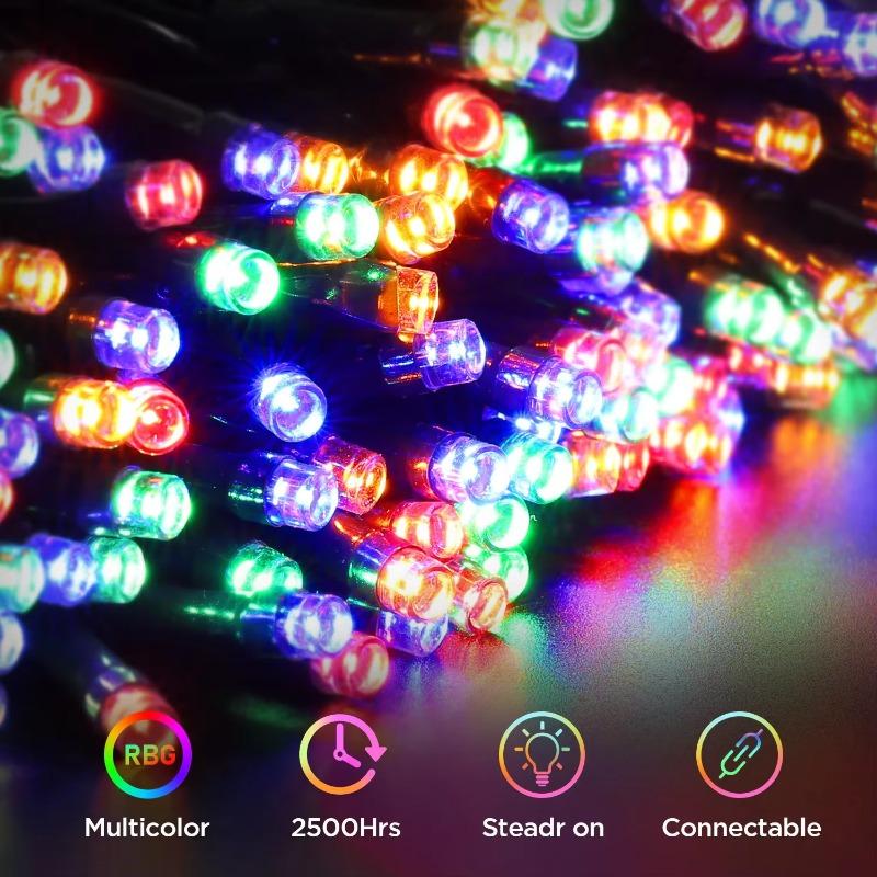 200 LEDs 82ft Multicolor Christmas Tree Lights, LED Christmas Light String, 8 Fairy Light Modes with Memory Timer Function