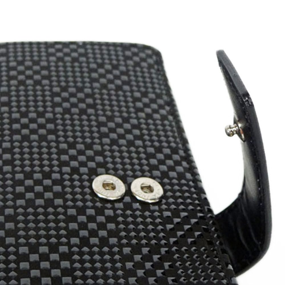 [Inden-ya] Inden Bifold Wallet 2213 Bill Compartment X Black Deerskin with Black Lacquer, Small Checkered Pattern