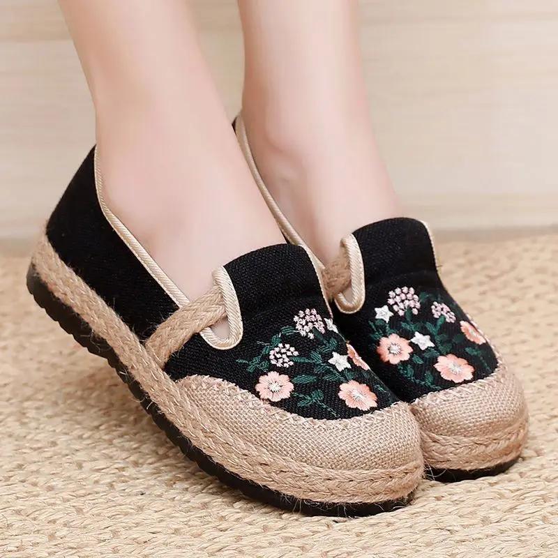Casual Slip On Linen Shoes for Women Y2k Fashion 39 Designer Luxury Aesthetic Walking New Arrival 2025 Deals Woman Footwear Sale