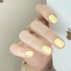 Macaron Cream Yellow Auroral Style Wearable Nails - Dopamine Color Art, 24 Pieces