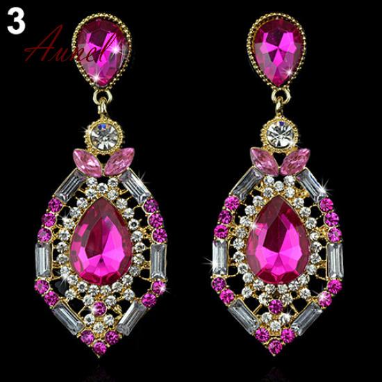 Smart Teardrop Shape Rhinestone Big Drop Dangle Earrings Gift
