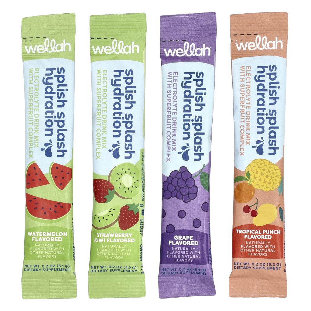 Wellah, Splish Splash Hydration, Variety, 20 stick packs, 4.9 - 5.2 g (0.2 oz) each