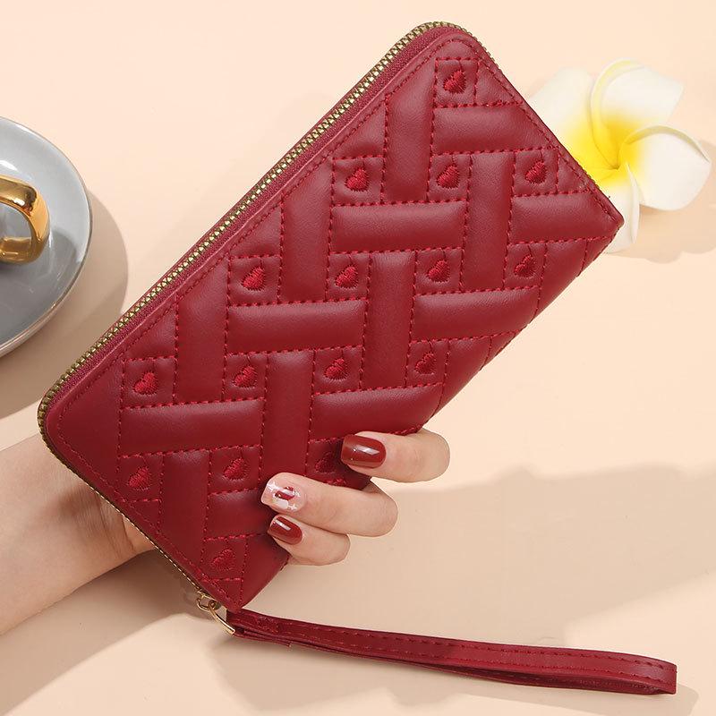 Endaycon Nova Carteira Longa Multifuncional com Zíper Único para Mulheres, Clutch e Porta-Cartões