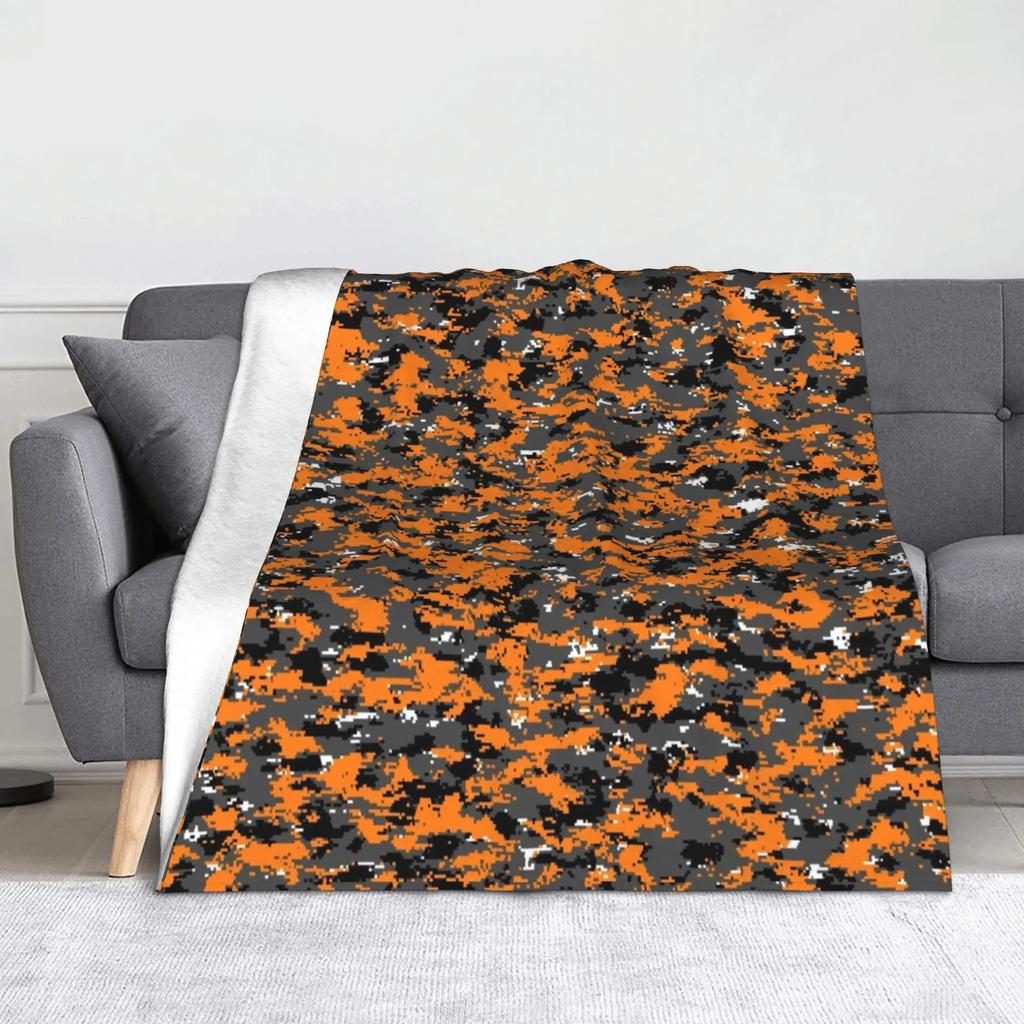Camo Camouflage Flannel Throw Blankets Sea Texture Blanket for Bed Outdoor Lightweight Thin Plush Thin Quilt