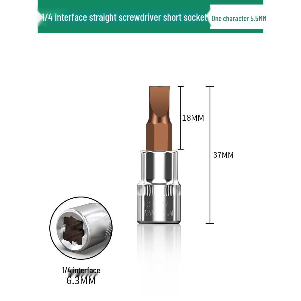 1/4" Small Fly Socket Bit Wrench with T8 Star, Inner Hex, Slotted, Rice Flower, Cross Screwdriver Heads
