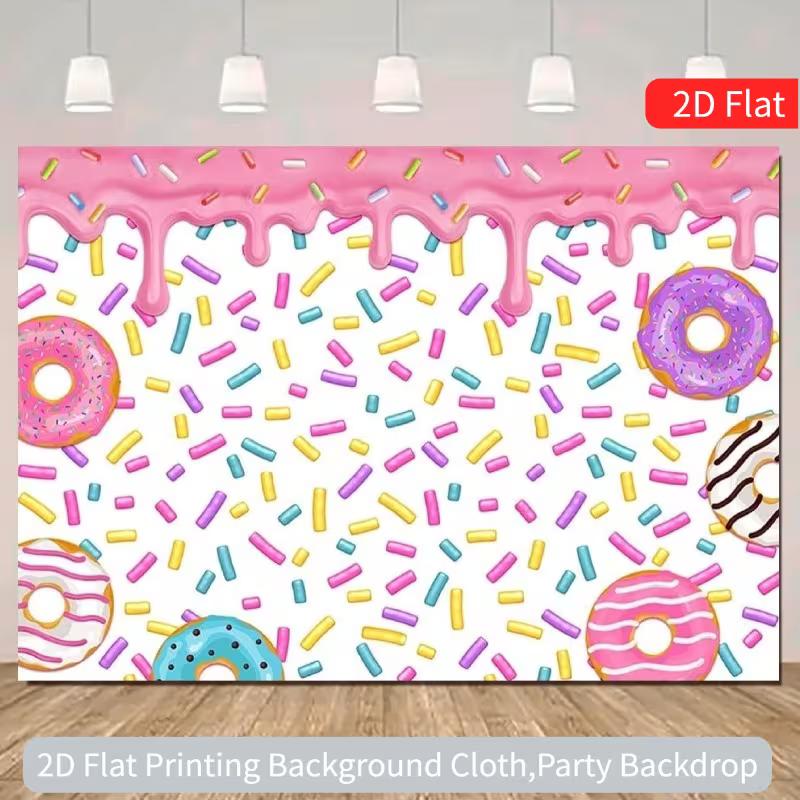2D Donut Theme Baby Shower Party Backdrop Cloth