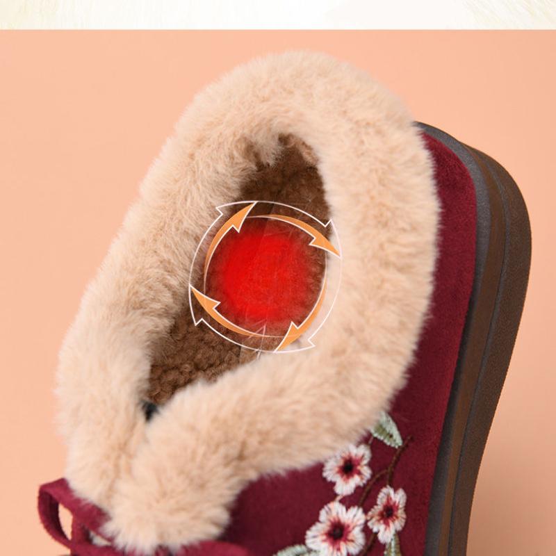 Winter Velvet Thickened Warm Middle-aged and Elderly Mother Shoes Women's Cotton Shoes Flat Non-slip