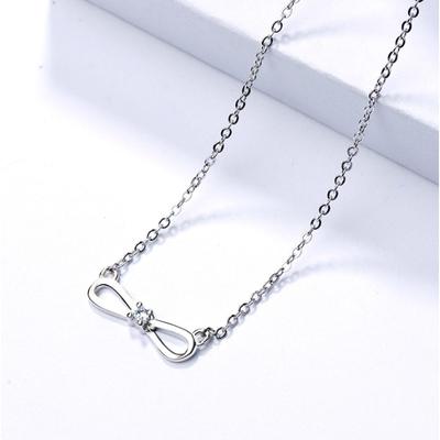S925 Sterling Silver Bow Necklace Female Clavicle Chain Japanese and Korean Simple All-Match