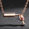Wine Cup Pendant Clavicle Necklace Elegant Copper Heart Rhinestone Women Necklace Party Jewelry