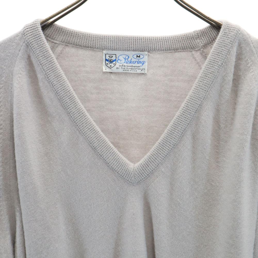Pickering 70s 80s Vintage Made In USA Long Sleeve V Neck Sweater M Gray Men's Used