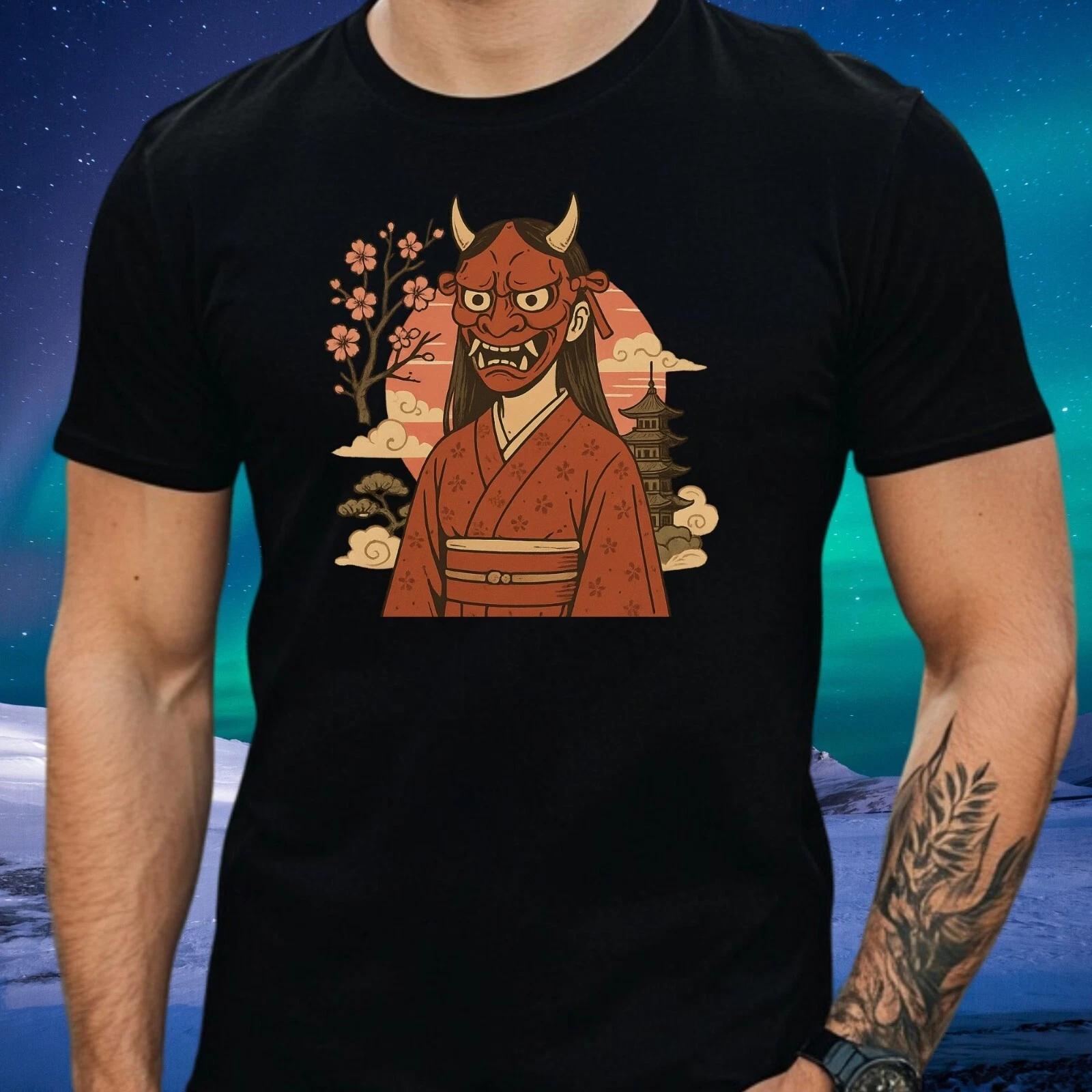 T-Shirt Herren Oni-Maske Mädchen Motiv Baumwolle Größe S bis 5XL S