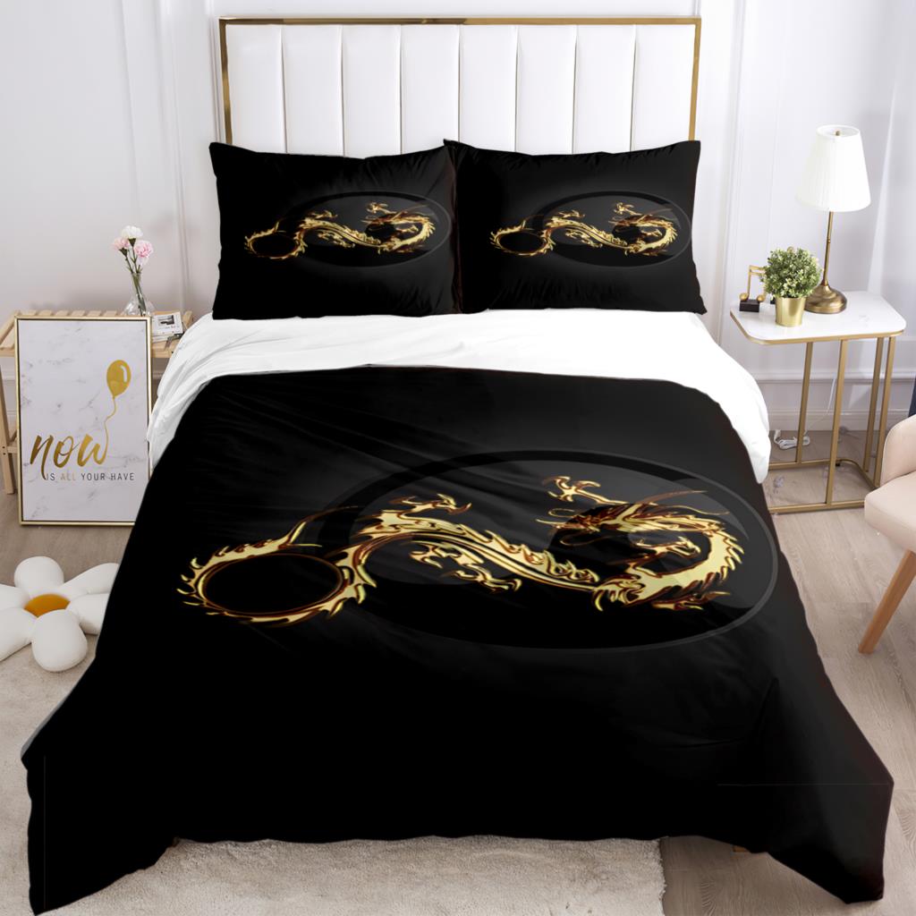 Fashionable Tai Chi Chinese HD Print 3 - Piece Bedding Set, for Children & Adults, with Quilt Covers & Pillowcases