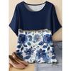 Fashion Floral Print T-Shirt for Women Oversize Short Sleeve Vintage T-Shirt Casual Short Sleeve Tops Clothes Woman Clothing