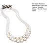 White Pearl Faux Dressy Necklace Ladies 2 Strands Beads Choker